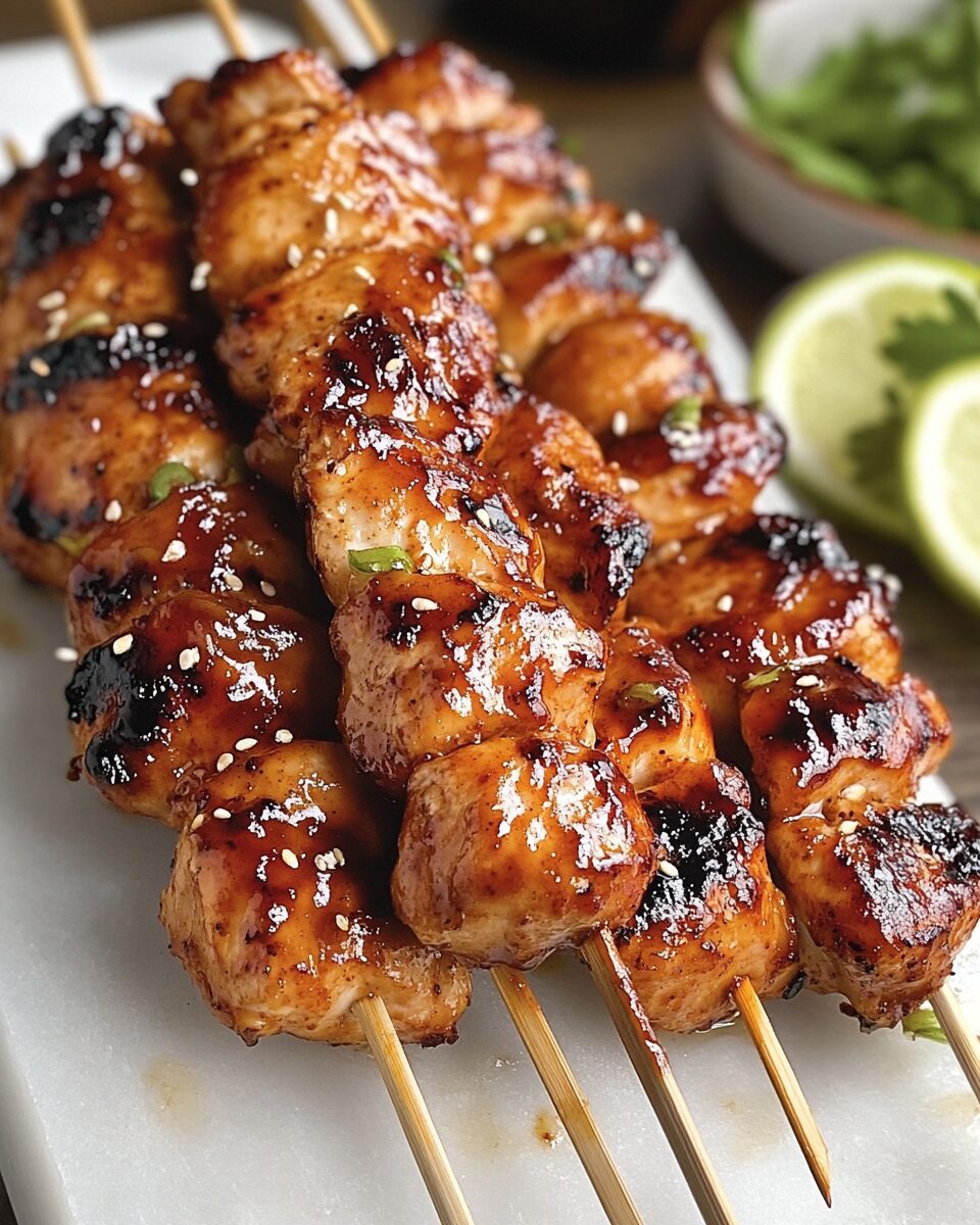 Tender Bourbon-Glazed Chicken Skewers from the Food Court