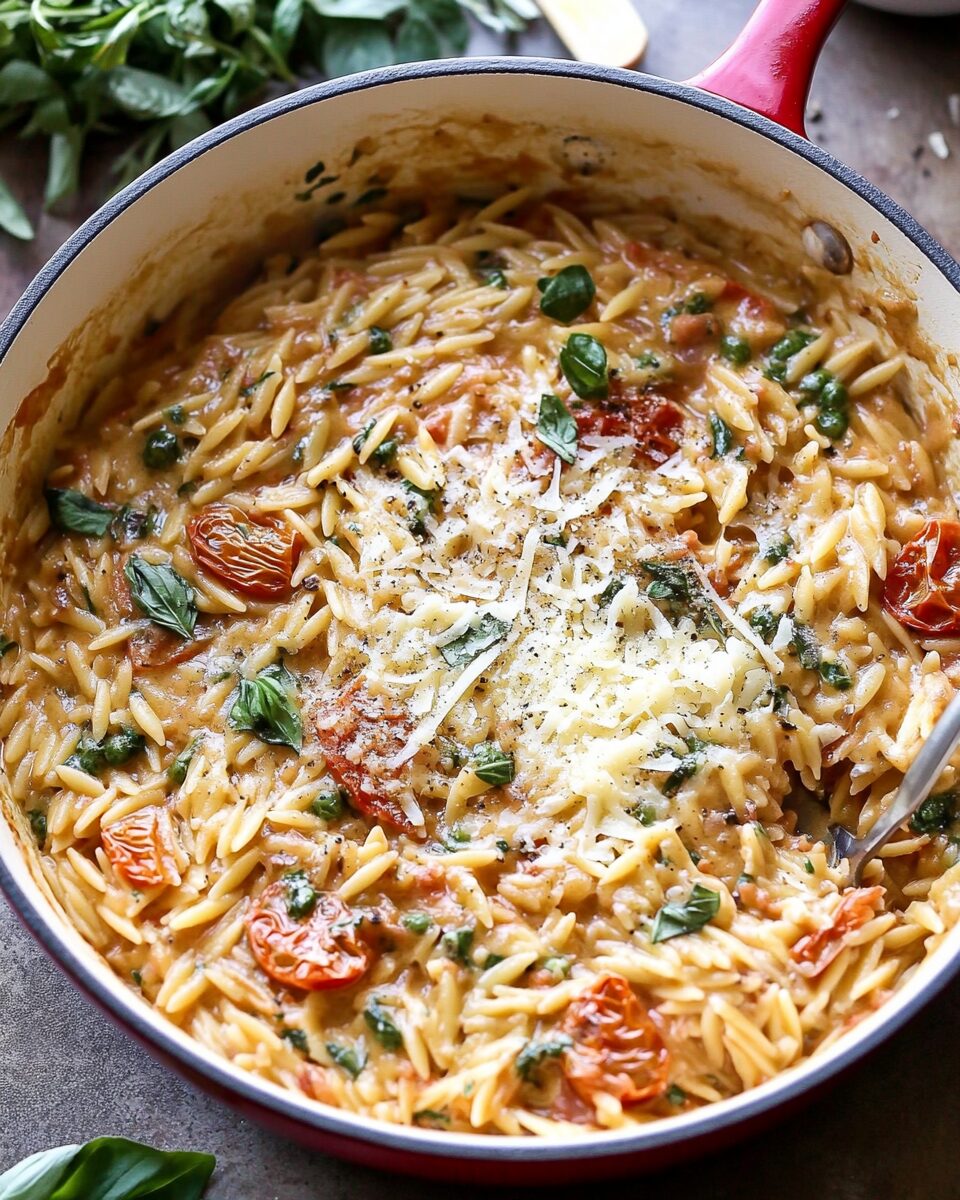 Creamy One-Pot Tomato Orzo with Parmesan and Fresh Herbs