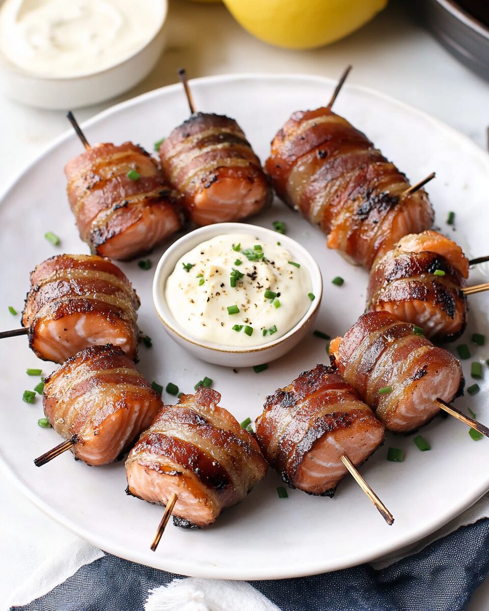 Grilled Bacon-Wrapped Salmon Bites