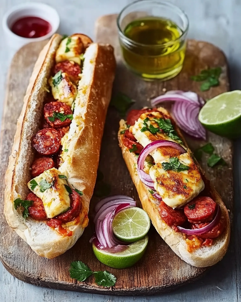 Spicy Chorizo and Golden Halloumi Morning Baguette