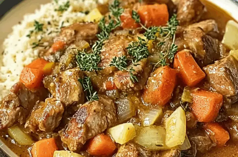 Tender Slow-Braised Pork Casserole with Root Vegetables