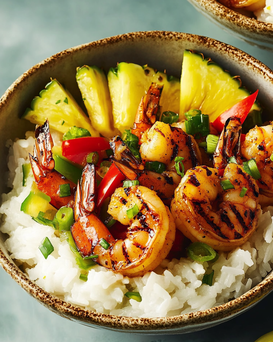 Tropical Jerk Shrimp Pineapple Rice Bowls