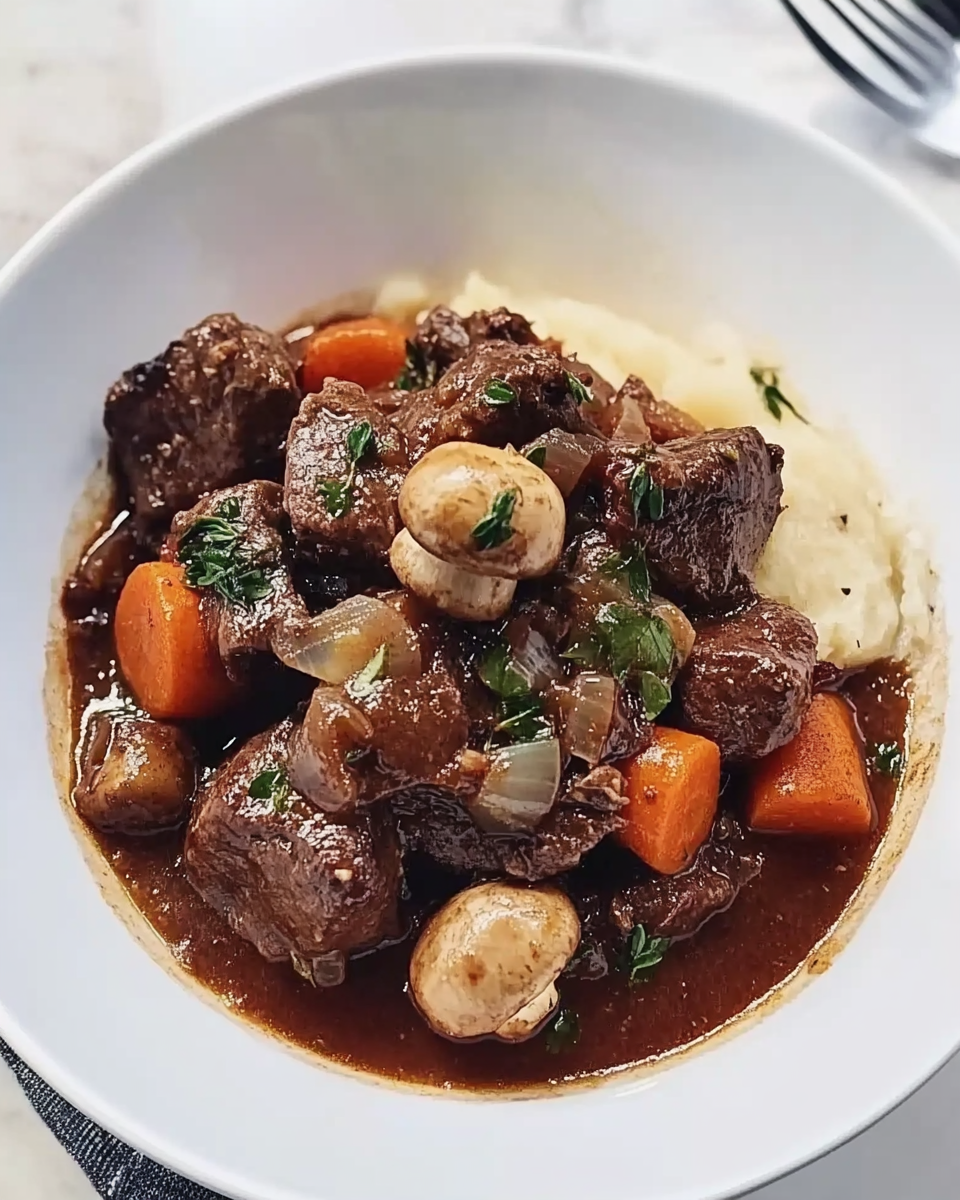 Hearty French Beef Bourguignon in the Slow Cooker