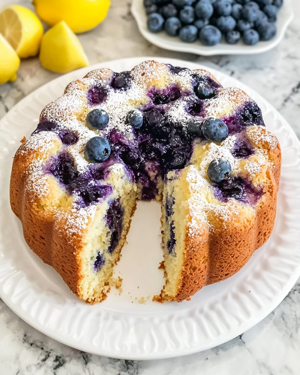 Moist Vegan Lemon & Blueberry Glazed Pound Cake