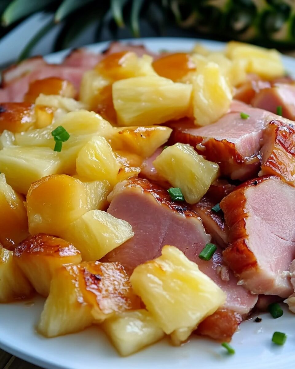 Sweet & Tangy Pineapple Glazed Ham Skillet