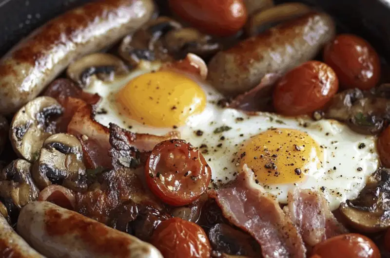 Classic British Morning Feast with All the Trimmings