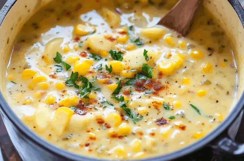 Golden Sweet Corn and Potato Chowder with Herbs