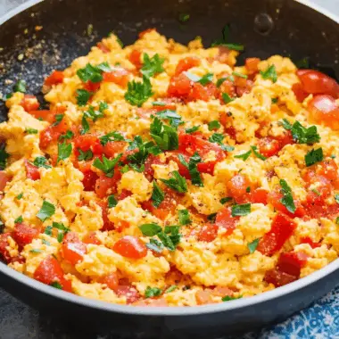 Turkish Scrambled Eggs with Tomatoes