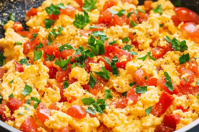 Turkish Scrambled Eggs with Tomatoes
