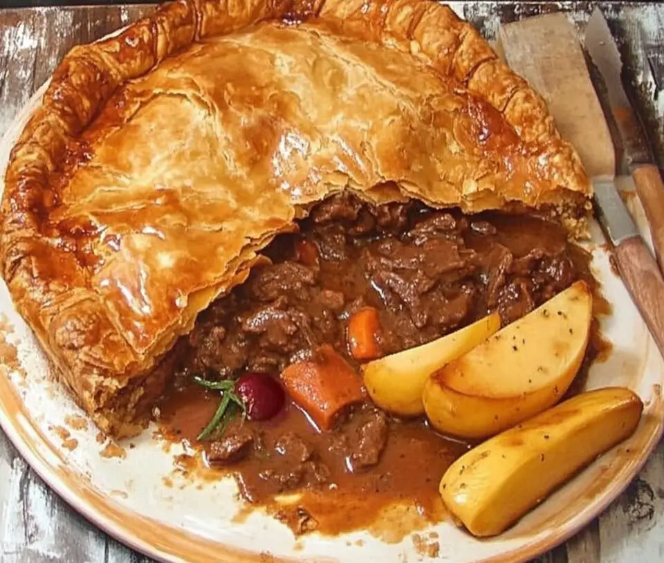 Classic British Steak and Kidney Pie with a Golden Crust