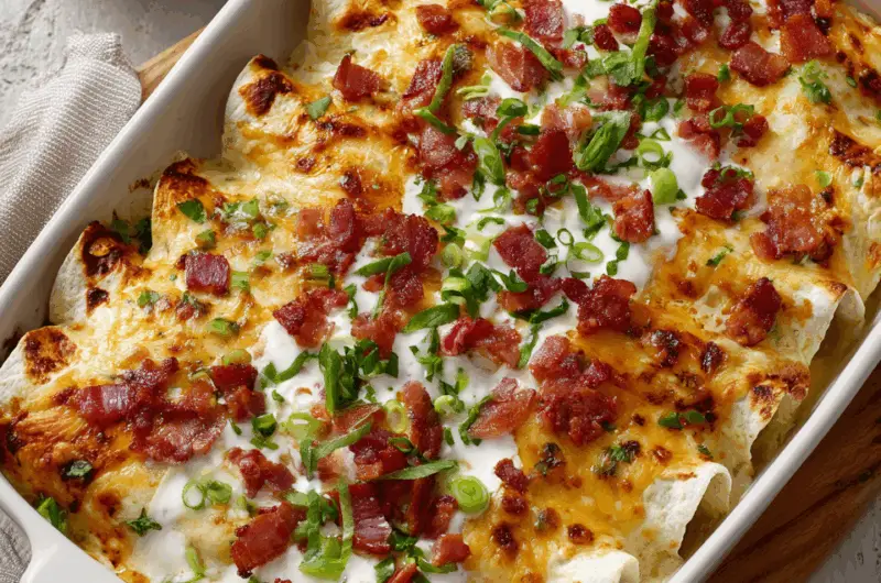 Creamy Bacon Ranch Chicken Enchiladas