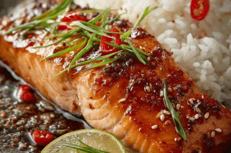 Glazed Salmon with a Sweet and Spicy Ginger Kick