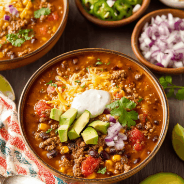 Hearty One-Pot Taco Soup with Fire-Roasted Tomatoes and Black Beans