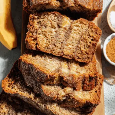 Moist Cinnamon Swirl Banana Bread with Crispy Sugar Crust