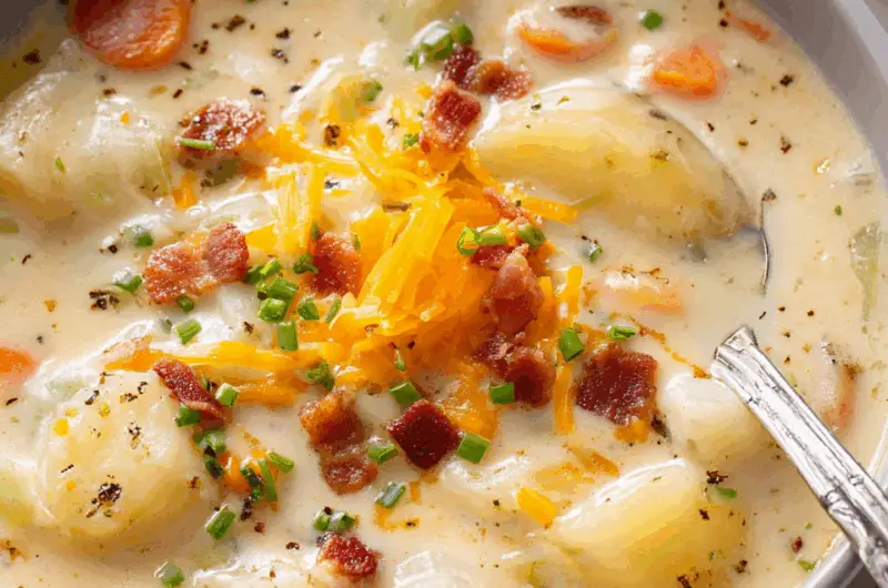 Hearty and Creamy Crockpot Potato Soup with Bacon