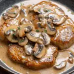 Juicy Pork Chops Bathed in Creamy Garlic Mushroom Gravy