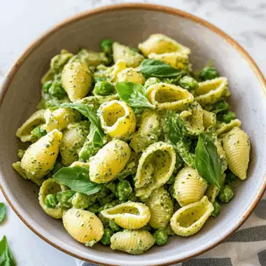 Vibrant Green Goddess Pasta Shell Salad with Herbaceous Vegan Dressing