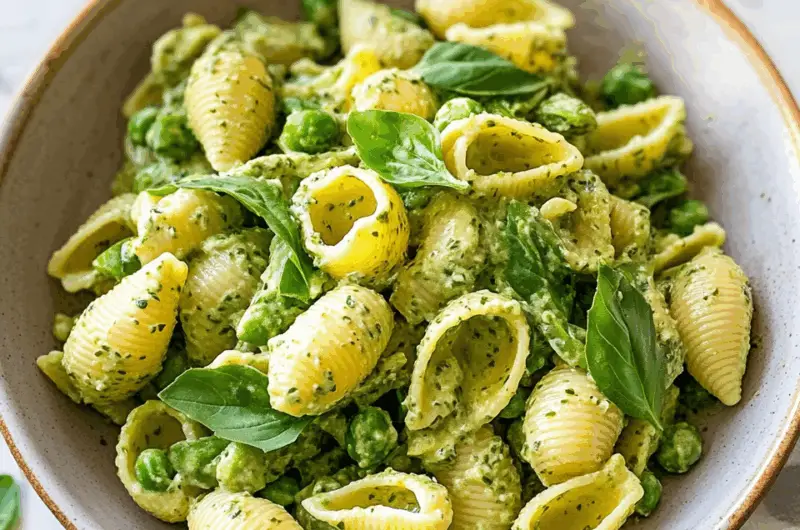 Vibrant Green Goddess Pasta Shell Salad with Herbaceous Vegan Dressing