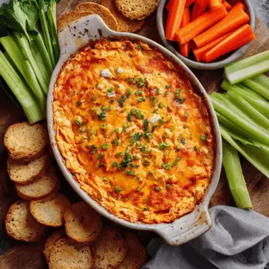 Spicy Cheesy Buffalo Chicken Dip Baked to Perfection