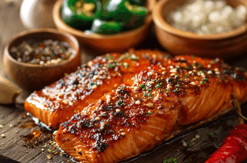 Sweet & Spicy Maple Jalapeño Glazed Salmon