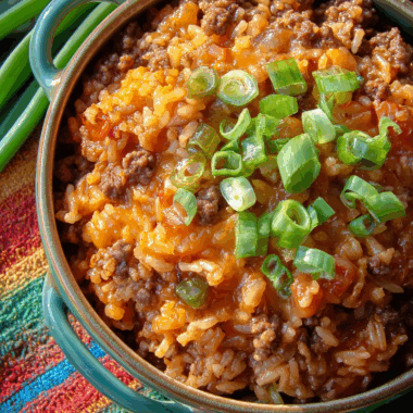 Cheesy Sausage & Rice Skillet Casserole