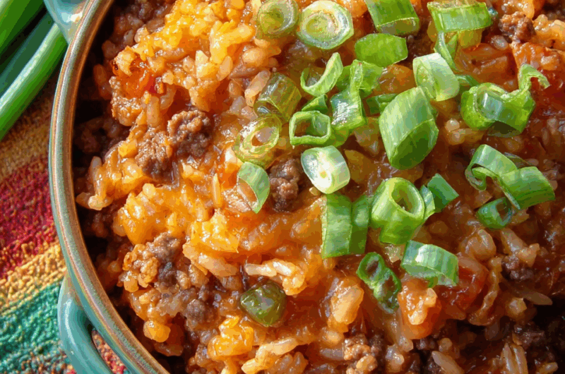 Cheesy Sausage & Rice Skillet Casserole