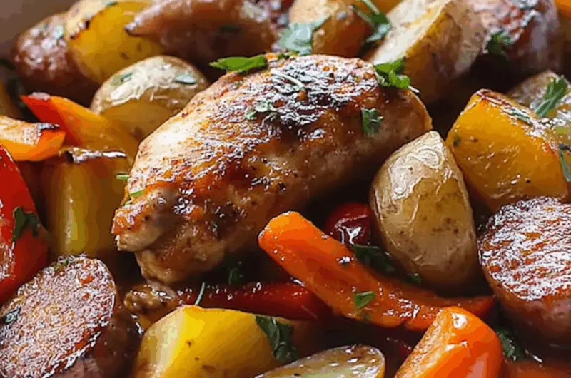 Hearty Chicken Sausage with Roasted Peppers and Potatoes