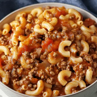 Hearty Homestyle American Chop Suey with Tomato Sauce and Elbow Macaroni