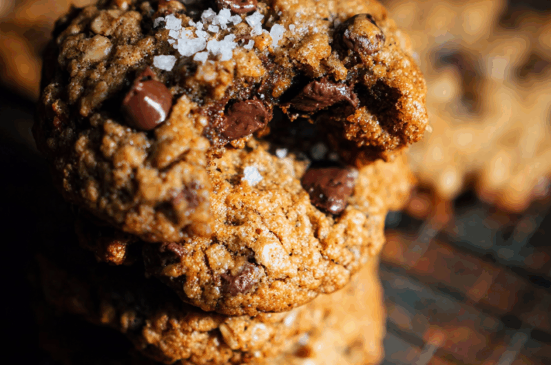 Gourmet Brown Butter Oatmeal Chocolate Chip Cookies with Toasted Walnuts