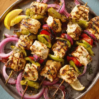 Zesty Mediterranean Chicken Skewers with Feta and Herbs