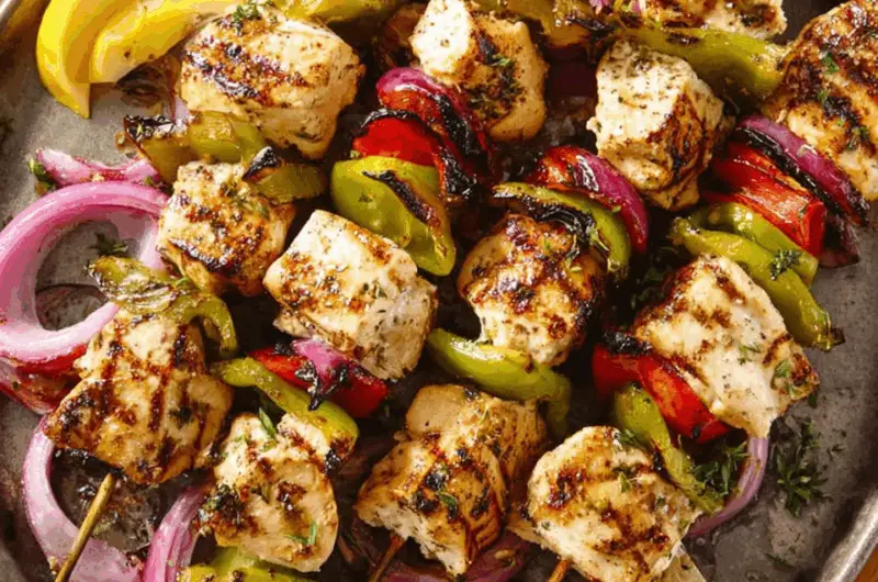 Zesty Mediterranean Chicken Skewers with Feta and Herbs