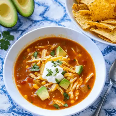 Flavorful Chicken Tortilla Soup with a Spicy Kick