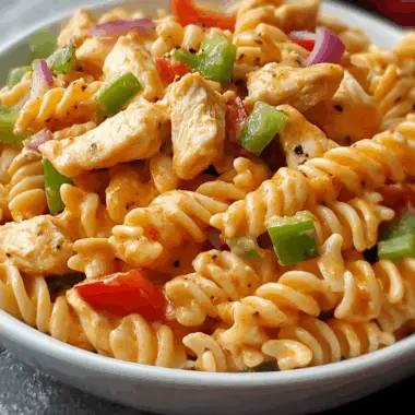 Creamy Buffalo Chicken Pasta Salad with Crunchy Veggies