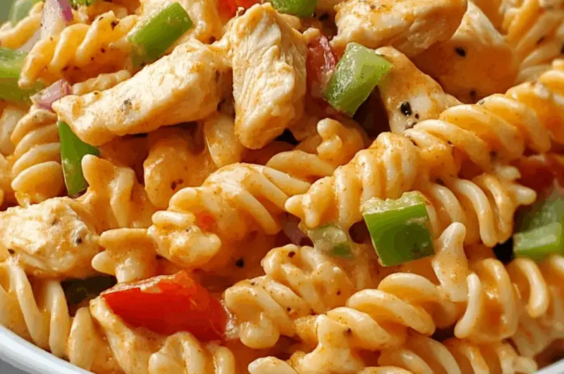 Creamy Buffalo Chicken Pasta Salad with Crunchy Veggies