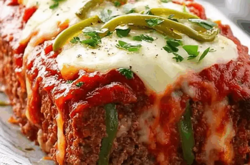 Savory Mozzarella-Stuffed Pizza Meat Loaf