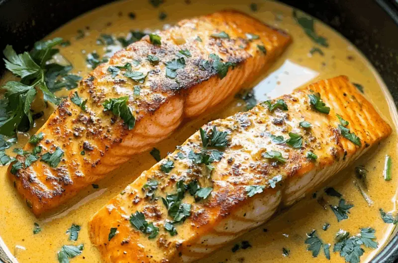 Creamy Curried Salmon Skillet