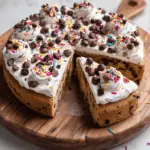 Giant Bakery-Style Chocolate Chip Cookie Cake with Fudgy Frosting