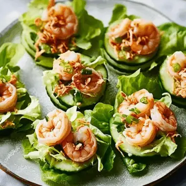 Refreshing Cucumber Cups with Prawns in Creamy Cocktail Sauce