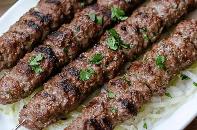 Grilled Lebanese Kafta Skewers with Parsley & Spices