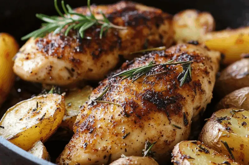 Herb-Infused Crispy Chicken with Golden Oven Fries