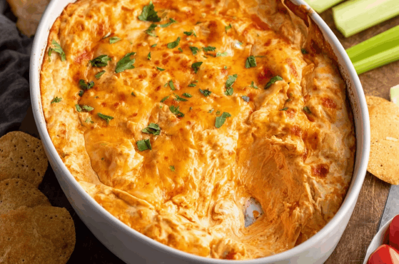 Spicy Cheesy Buffalo Chicken Dip Bake
