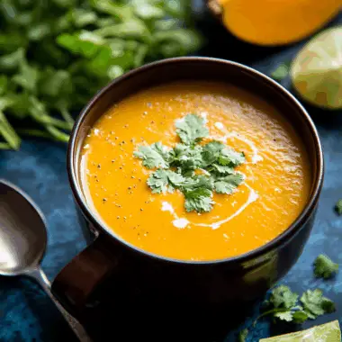 Creamy Roasted Kabocha Soup with Ginger and Spices