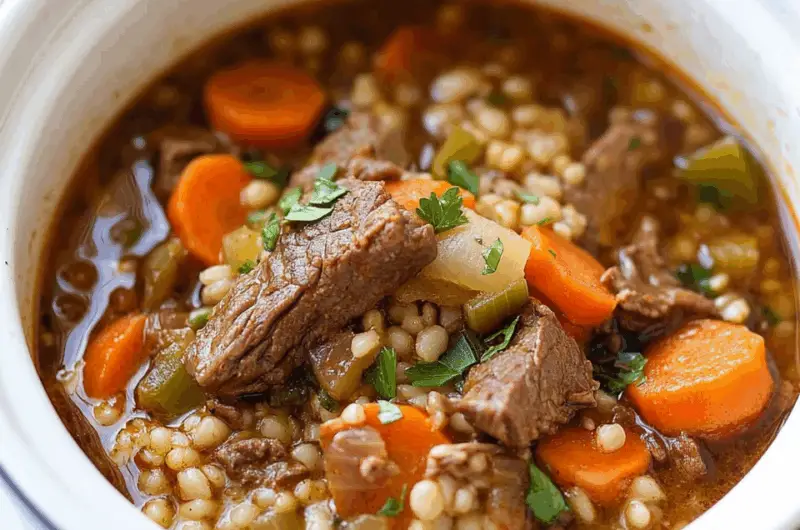 Hearty Slow Cooker Beef & Barley Comfort Bowl