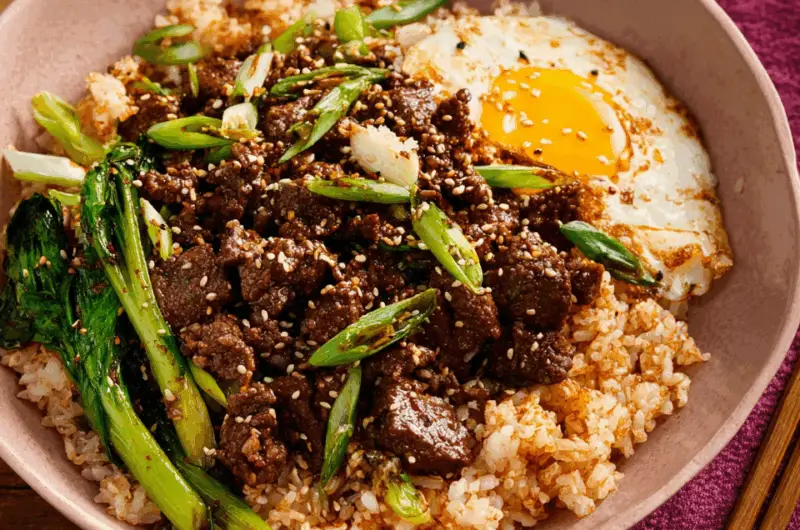 Savory Korean Beef Bowls with Garlic, Ginger, and Sesame
