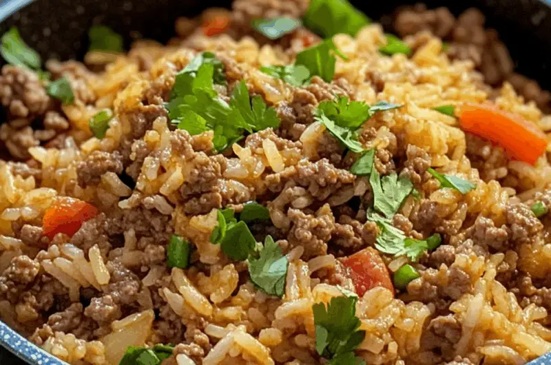 Savory Oriental Ground Beef with Fluffy Rice