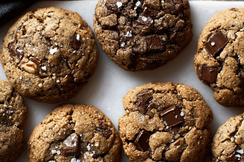 Crispy-Edged Gluten-Free Chocolate Chip Cookies with Browned Butter, Toasted Nuts, and Sea Salt