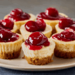 Bite-Sized Vanilla Wafer Mini Cheesecakes with Cherry Topping