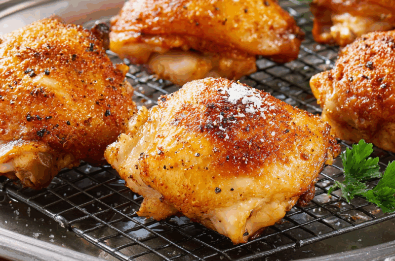 Golden-Cracked Crispy Baked Chicken Thighs with Garlic Essence
