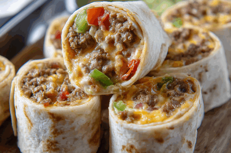 Zesty Taco Pinwheels with Creamy Cheese and Bell Peppers