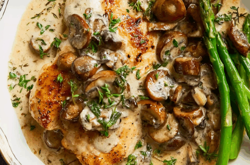 Pan-Seared Chicken Breasts in Creamy Mushroom Sage Sauce